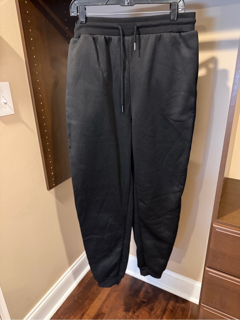 Men's Black Fleece Jogger Sweatpants with Drawcord Waist